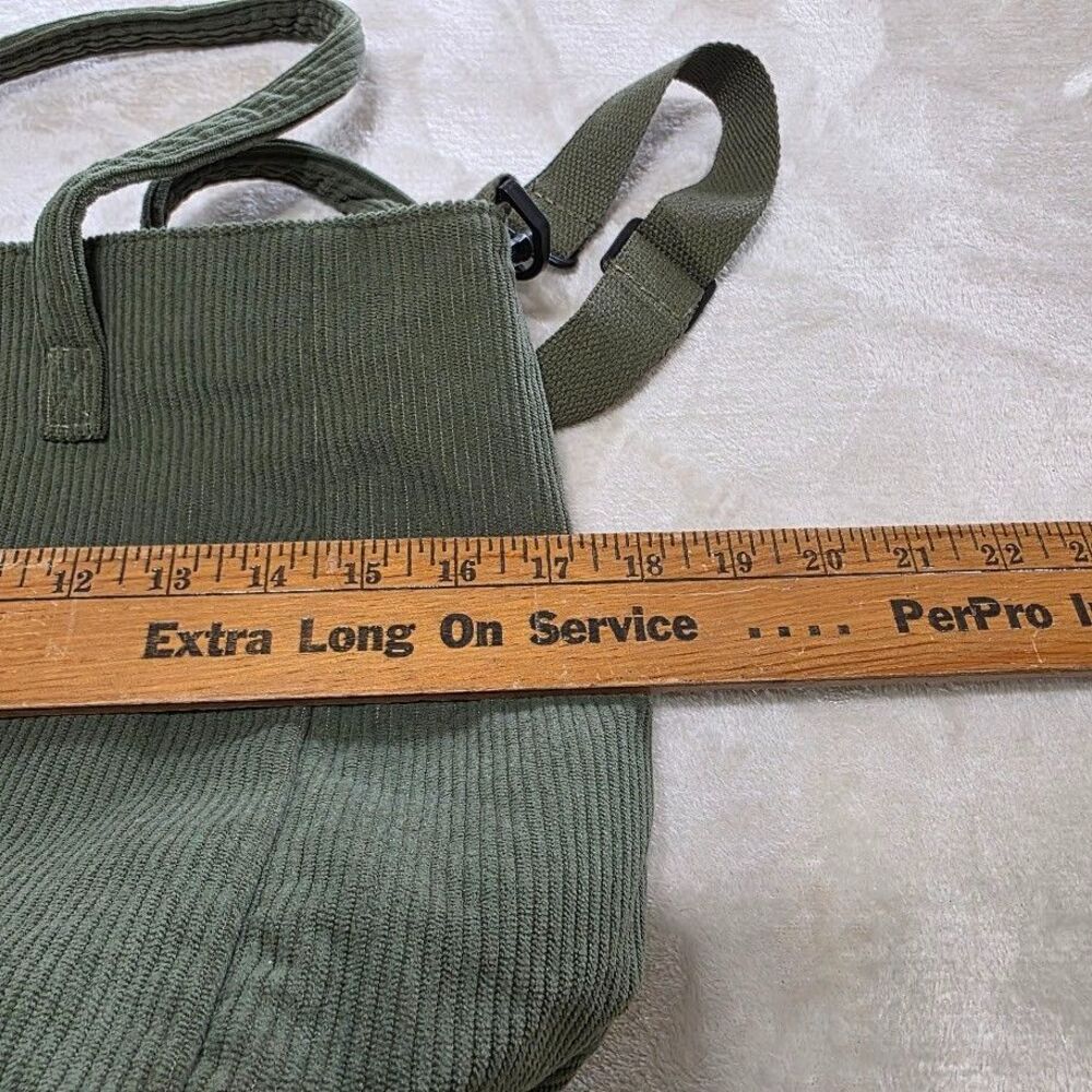 Unbranded Green Corduroy Bag Tote Laptop Bag Pockets Straps Crossbody Zip Pocket - Picture 6 of 9